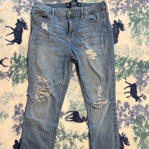 Hollister Light Blue Distressed Straight Leg Jeans